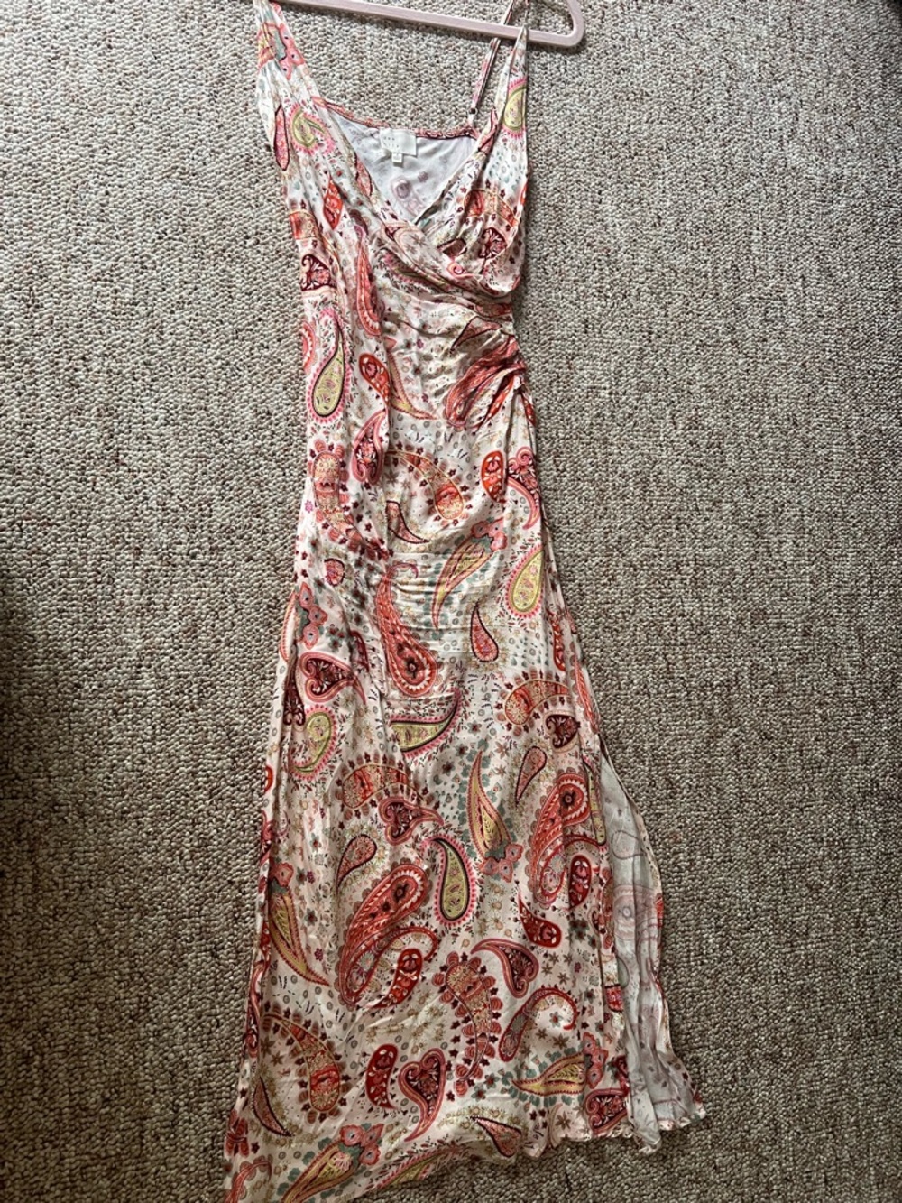 Sleeveless Paisley Midi Dress in Coral and Cream